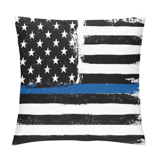 Personality  American Flag With Blue Line Pillow Covers
