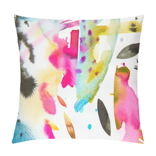 Personality  Top View Of Abstract Multicolored Watercolor Picture Pillow Covers