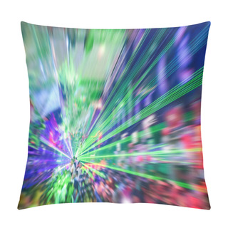 Personality  Laser Show In Modern Disco Party Night Club - Concept Of Nightlife With Music And Entertainment -  Image Edited With Radial Zoom Defocusing Pillow Covers