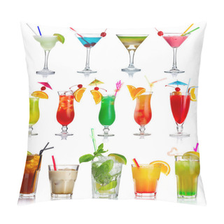 Personality  Set Of Alcohol Cocktails Isolated On White Pillow Covers