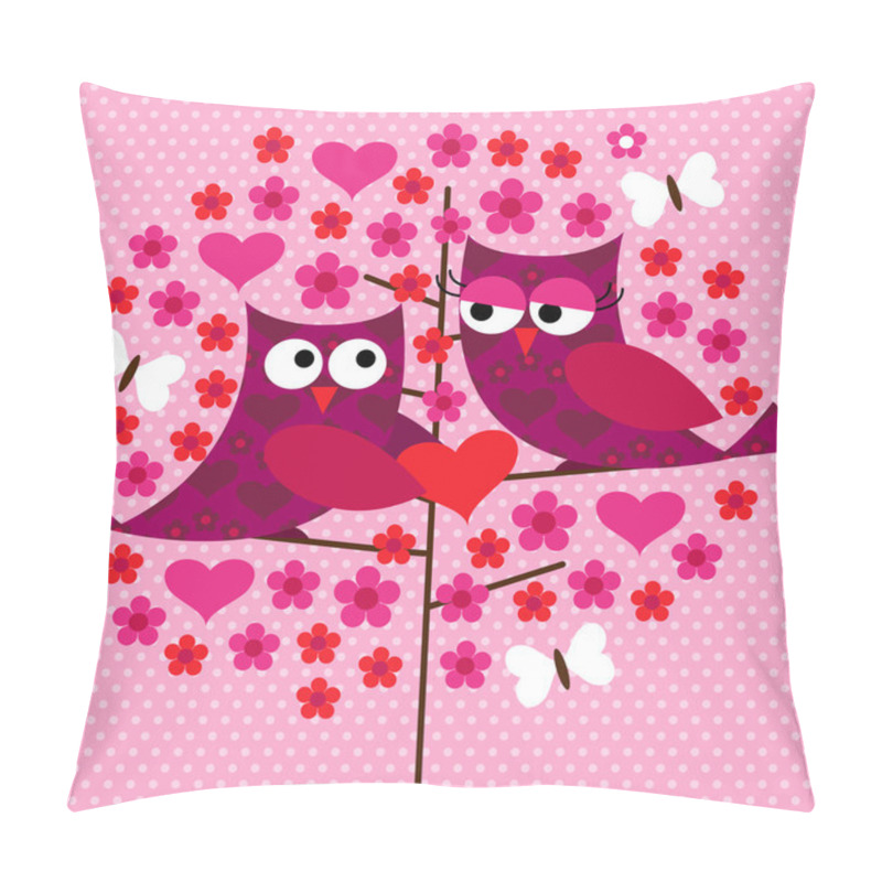 Personality  valentine owls with hearts pillow covers