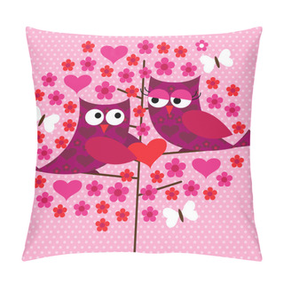 Personality  Valentine Owls With Hearts Pillow Covers