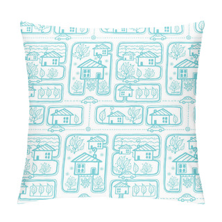 Personality  Doodle Town Streets Seamless Pattern Background Pillow Covers