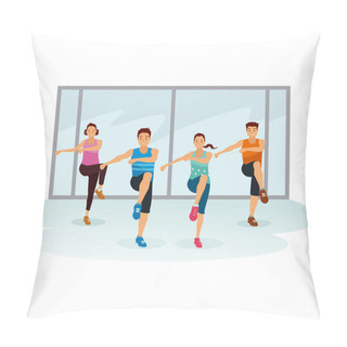 Personality  Peoples Are Exercising Together At Gymnastic Room Pillow Covers