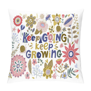 Personality  Floral Color Vector Lettering Card. Pillow Covers