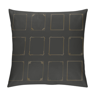 Personality  Art Deco Gold Horizontal Frames And Borders Collection 2. Trendy Gatsby Design Elements. Retro Style. Isolated. Vector. Pillow Covers