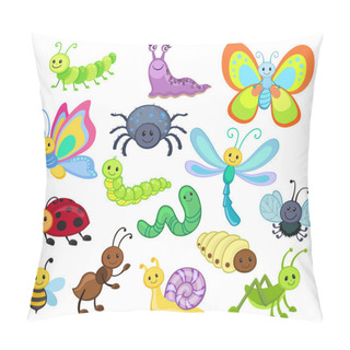 Personality  Large Vector Set Of Cute Cartoon Bugs Pillow Covers