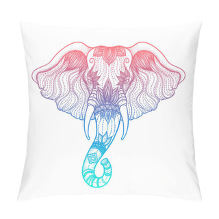Personality  Head Of Elephant Line Art Boho Design. Vector Illustration Of Indian God Ganesha Pillow Covers