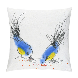 Personality  Two Small Titmouses Pillow Covers