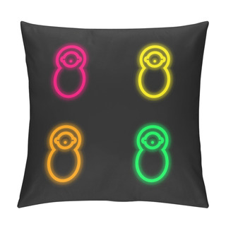 Personality  Baby Wrapped In Swaddle Four Color Glowing Neon Vector Icon Pillow Covers