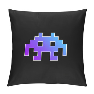 Personality  Alien Space Character Of Pixels For A Game Blue Gradient Vector Icon Pillow Covers