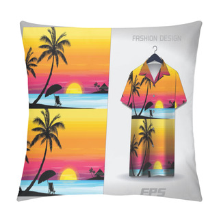 Personality  Vector Hawaiian Shirt Background Image.sunset On The Seaside Pattern Design, Illustration, Textile Background For Hawaiian Shirt,jersey Hawaiian Shirt Pillow Covers