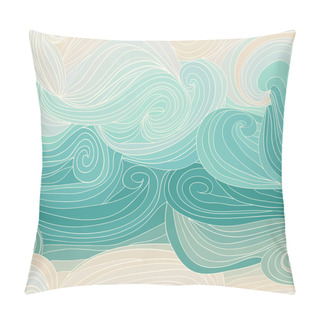 Personality  Wave Seamless Pattern Sea Theme In Shades Of Blue Pillow Covers