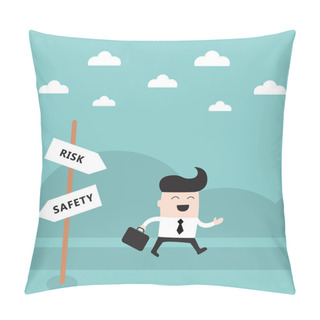 Personality  Happy Businessman On The Road Take A Risk Concept Pillow Covers