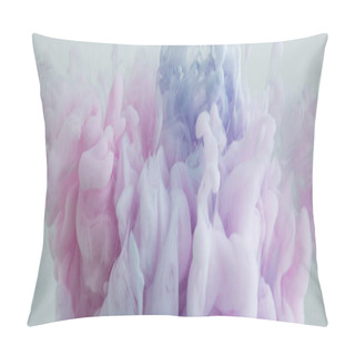 Personality  Close Up View Of Pink And Blue Paint Mixing Isolated On Grey Pillow Covers