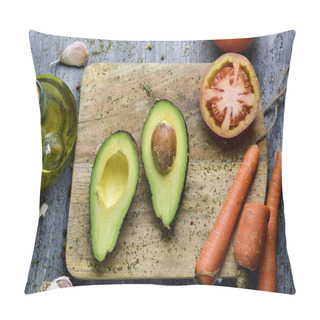 Personality  Avocado, Tomato, Carrot, Garlic And Olive Oil Pillow Covers