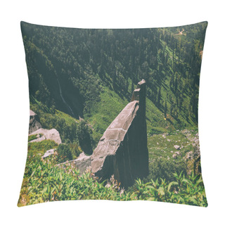 Personality  Huge Stones And Green Plants In Scenic Mountains, Indian Himalayas, Rohtang Pass Pillow Covers