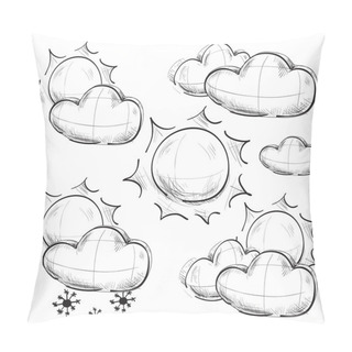 Personality  Day Weather Icons Set. Hand Drawing Sketch Vector Symbols Pillow Covers