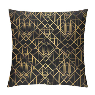 Personality  Art Deco Pattern. Seamless Black And Gold Background. Pillow Covers
