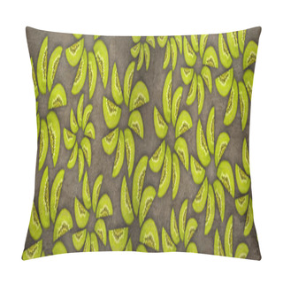 Personality  Creative Flowers Made Of Kiwis Cut From Below Lit On A Stone Background Food Concept Pillow Covers