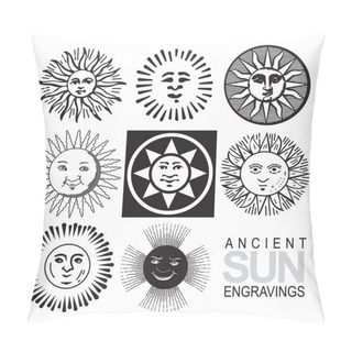 Personality  Set Of Retro Sun Icons (vector) Pillow Covers