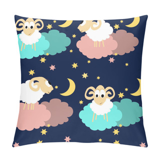 Personality  Seamless Pattern With Sheep At Night Pillow Covers