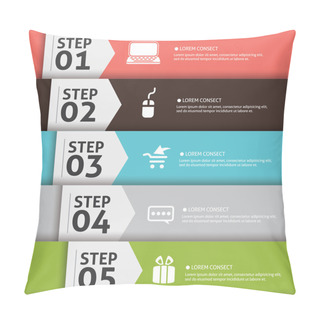 Personality  Presentation Slide Template Editable At Your Choosing With Your Words EPS10. Numbered Background 1, 2, 3, 4 , 5 , One Two Three Four Five. Business Concept With Icon Pillow Covers