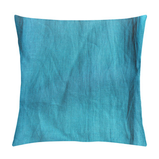 Personality  Full Frame Image Of Blue Linen Fabric Background Pillow Covers