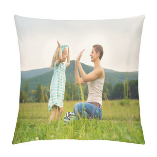 Personality  Mother And Daughter Time, Family Playing Outdoors Pillow Covers