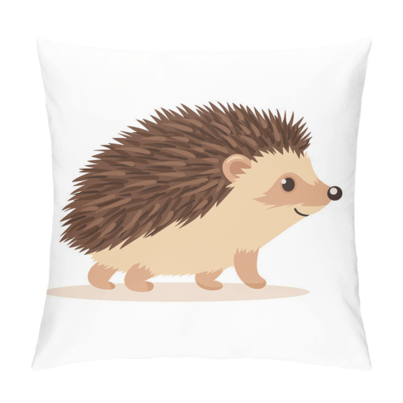 Personality  Flat Vector Cute Hedgehog. Little Hedgehog Icon. Adorable Walking Hedgehog Cartoon Character Isolated on White Background, Side View. pillow covers
