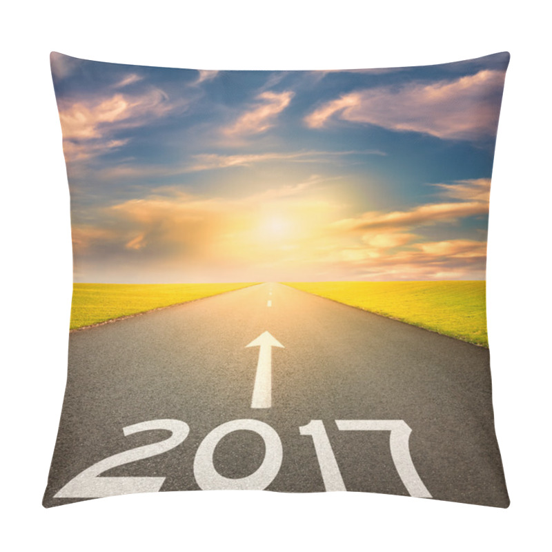Personality  Empty Straight Road To Upcoming 2017 At Sunset Pillow Covers