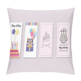 Personality  Happy Birthday Card Icon Pillow Covers