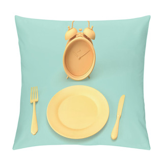 Personality  Composition With Alarm Clock, Plate And Utensils Pillow Covers