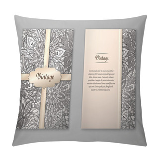 Personality  Vintage Cards With Floral Mandala Pattern And Ornaments. Pillow Covers