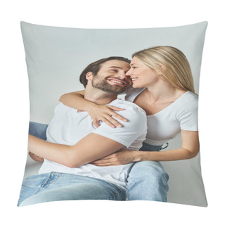 Personality  A Man And Woman Entwined, Seated Intimately, Embodying A Passionate Connection Between Two Hearts. Pillow Covers