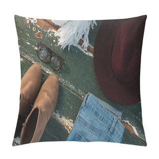 Personality  Shoe And Jeans With Personal Accessories Pillow Covers