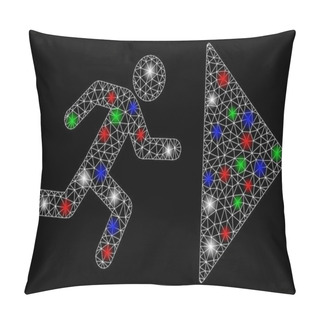 Personality  Bright Mesh Wire Frame Exit Direction With Flare Spots Pillow Covers