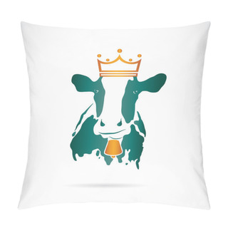 Personality  Vector Image Of Cow Wearing A Crown On White Background  Pillow Covers