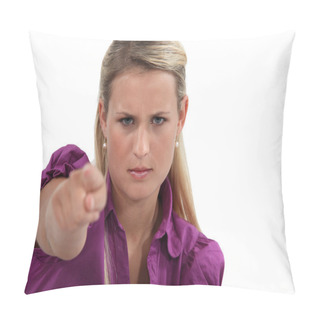 Personality  Angry Woman Pointing Her Finger Pillow Covers