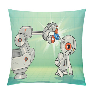 Personality  Robot Fixing Little Robot  Pillow Covers