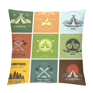 Personality  Camping  Retro Vector Logo Pillow Covers