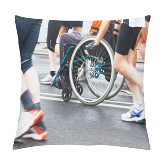 Personality  Disabled Athlete In A Sport Wheelchair Pillow Covers