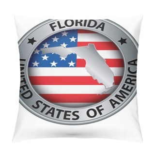 Personality  Florida State Silver Label With State Map, Vector Illustration Pillow Covers