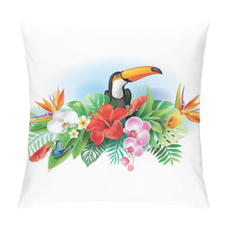 Personality  Toucan And Tropical Flowers Pillow Covers
