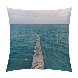 Personality  Aerial View Of Old Pier And Turquoise Sea In Winter Time. Black Sea, Odessa, Ukraine Pillow Covers