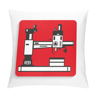 Personality  Industrial Equipment. Machine. Vector Icon. Black And White Image Of A Red Background With Shadow. Pillow Covers