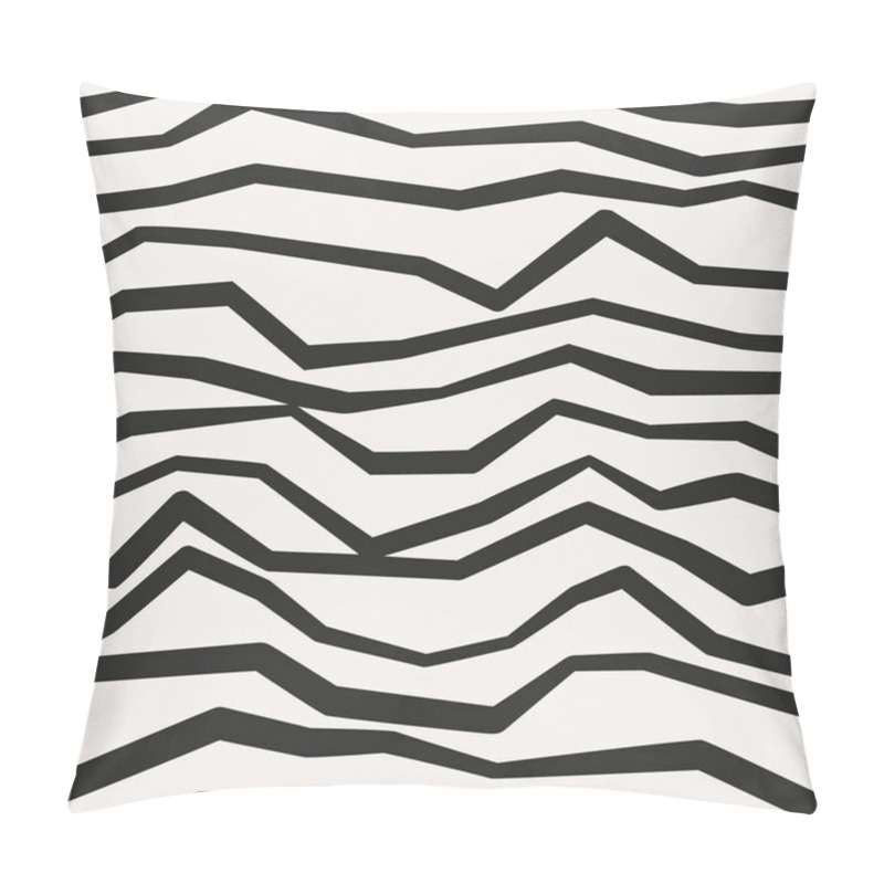 Personality  Broken Lines Vector Decor. Endless Abstract Zigzag Structure. Jagged Monochrome Seamless Pattern. Pillow Covers