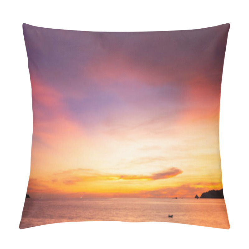 Personality  Landscape Long exposure of majestic clouds in the sky sunset or sunrise over sea with reflection in the tropical sea Beautiful seascape scenery Amazing light of nature sunset pillow covers