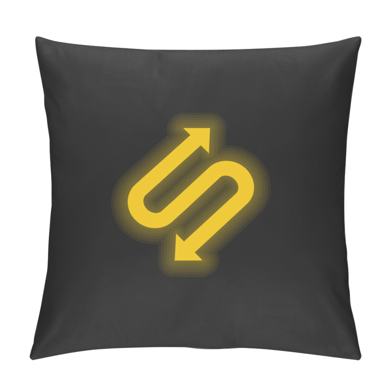 Personality  Arrow With Two Points In S Shape yellow glowing neon icon pillow covers