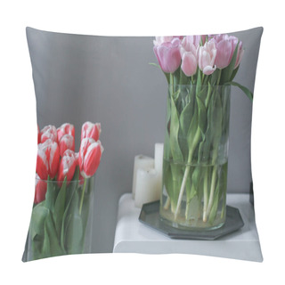 Personality  Tulips In Vase Close Up  Pillow Covers